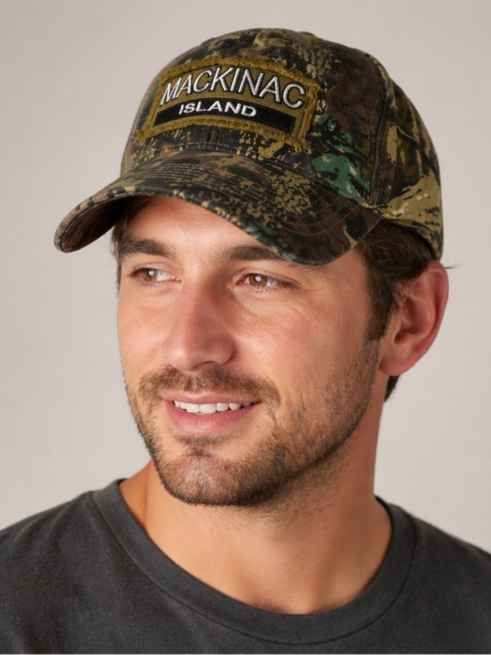 Mackinac Island Camo Mens Ball Cap Hat Adjustable